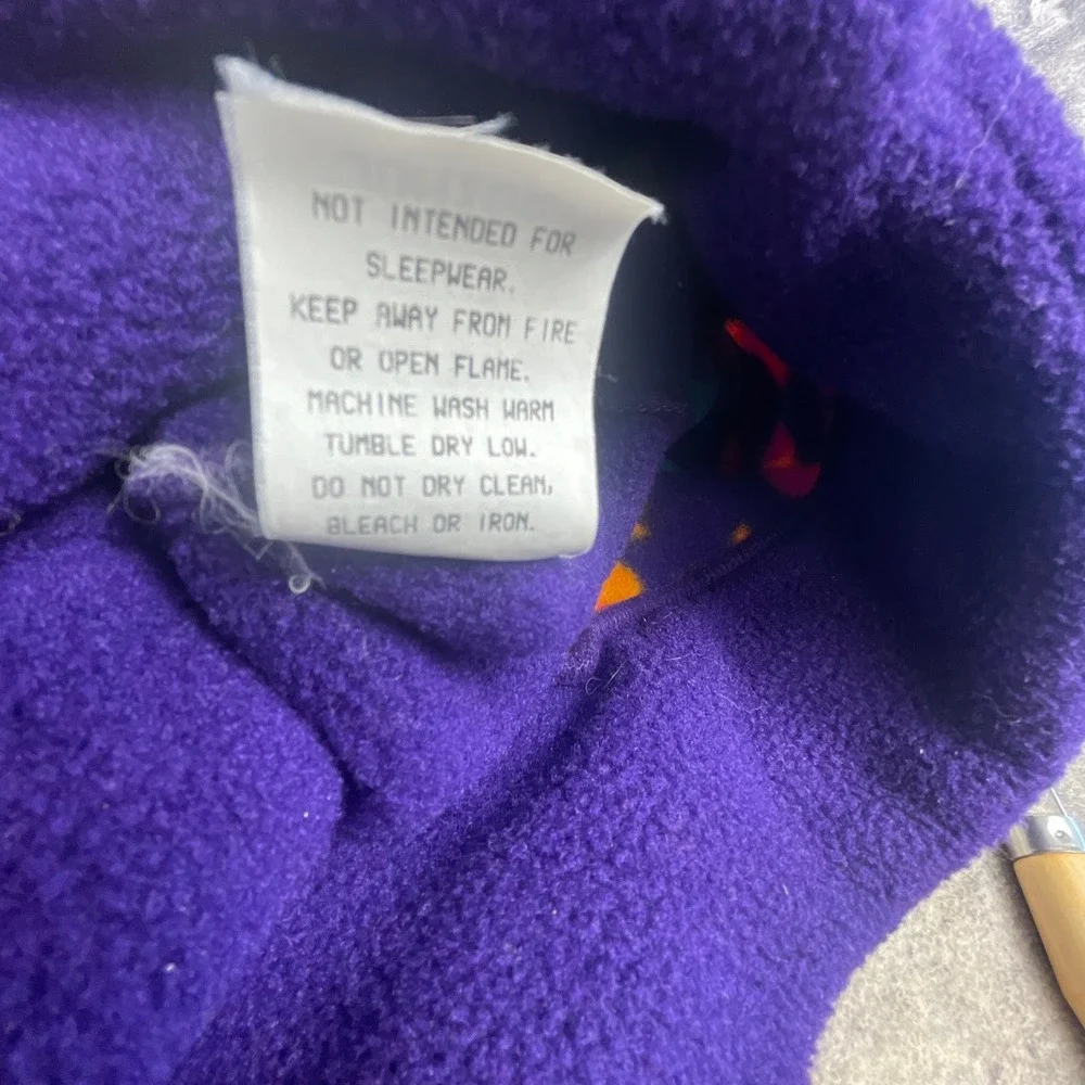 Vtg Molehill Mt. Equipment Junior Fleece Ear Flap Hat 1994 Lizard Purple USA